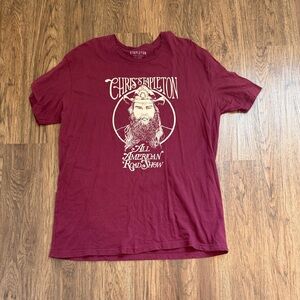 2018 Chris Stapleton Concert Maroon Graphic T-Shirt